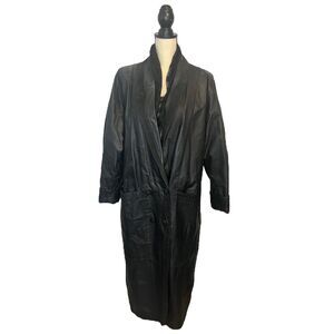 Marco Morani Leather Womens Full Length Coat Double Breasted Jacket Trench MED